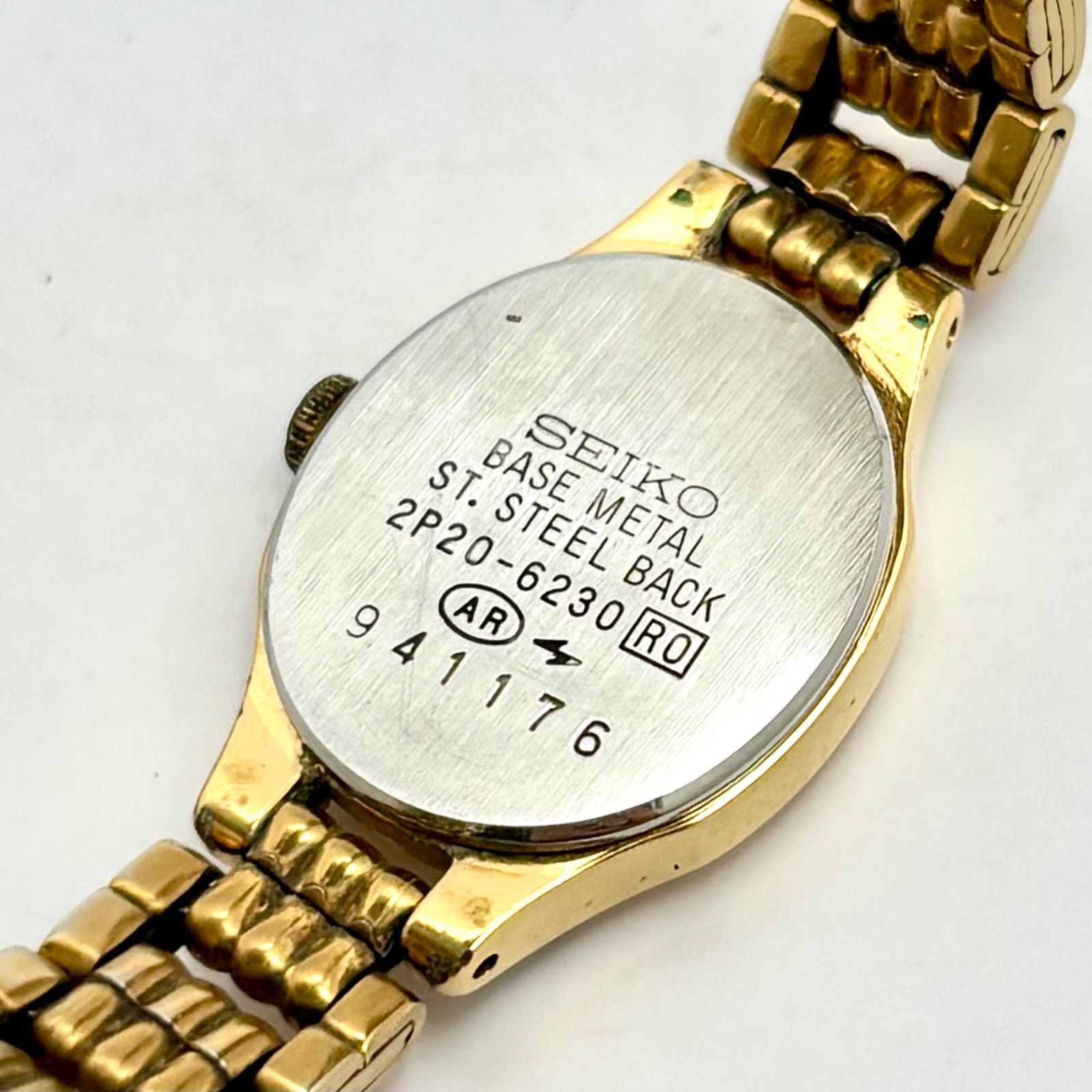 新品電池】SEIKO セイコー レディース 腕時計 オーバル ゴールド 2P20