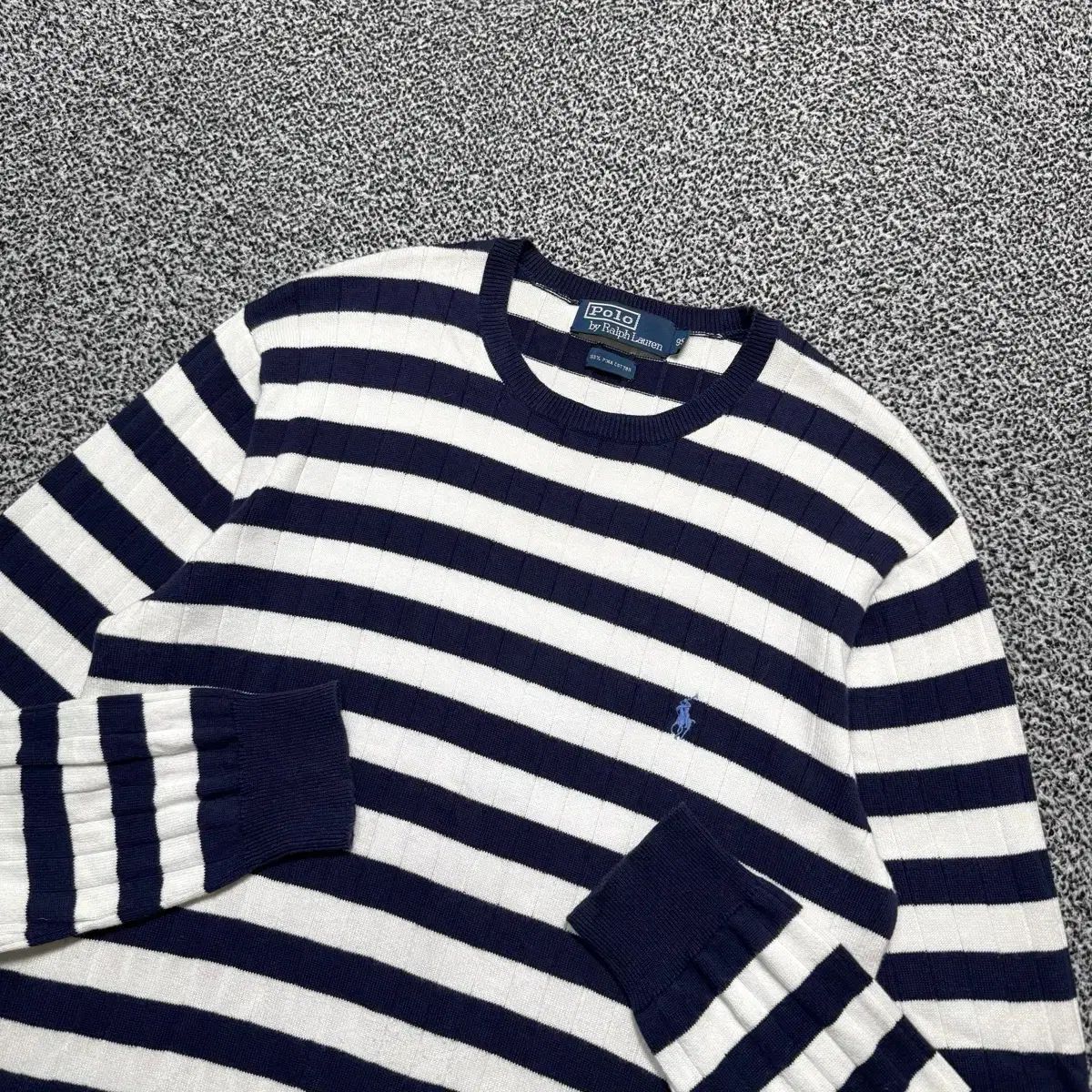 ポロ ラルフローレン　ストライプセーター　現行品 ポロラルフローレン シグネチャーロゴ ストライプ ニット :) - メルカリ
