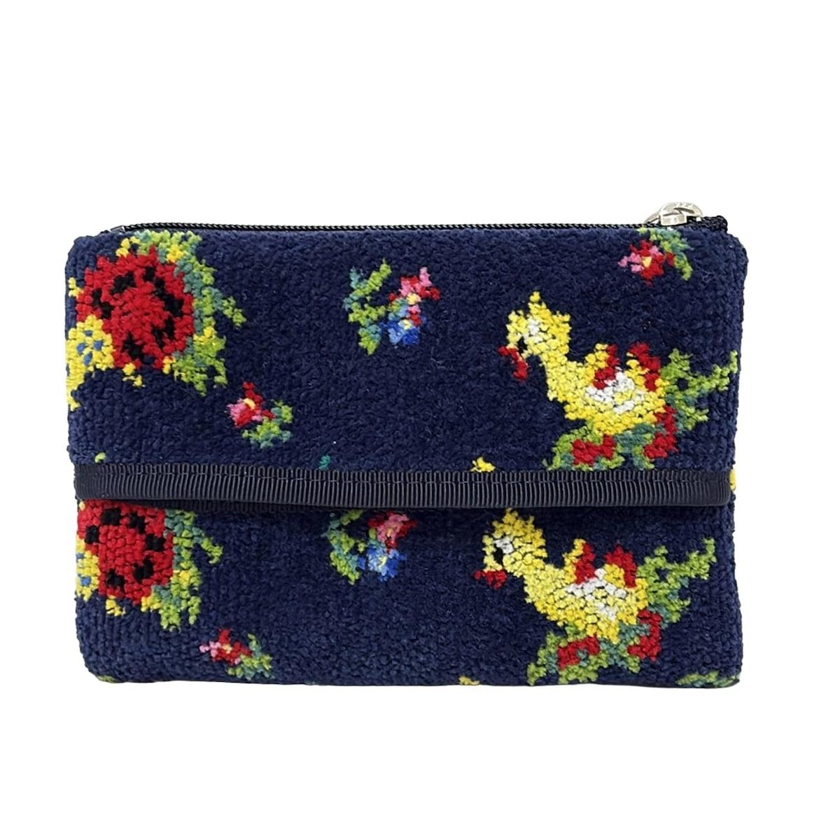 クマ刺繍 ネイビー ショルダーポーチ フェイラー クマ刺繍 ネイビー ショルダーポーチ フェイラー