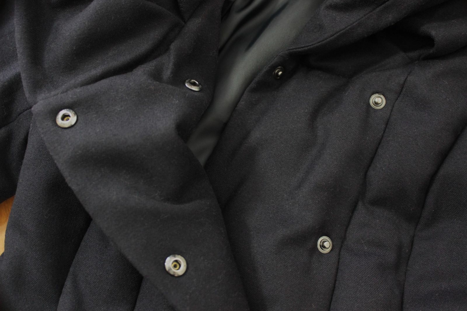 ANAYI カシミア素材　ウール　ロングダウンコート　女優襟　ボリュームカラー 極美品】アナイ ショールカラー ダウンコート 36 濃紺 ダークネイビー