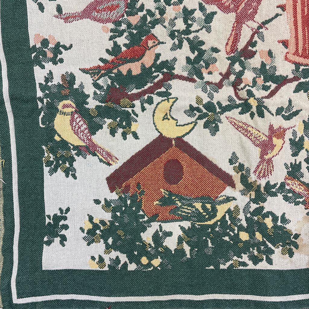 USED USA古着 大判ラグ カバー 手刺繍 vintage ハンドメイド