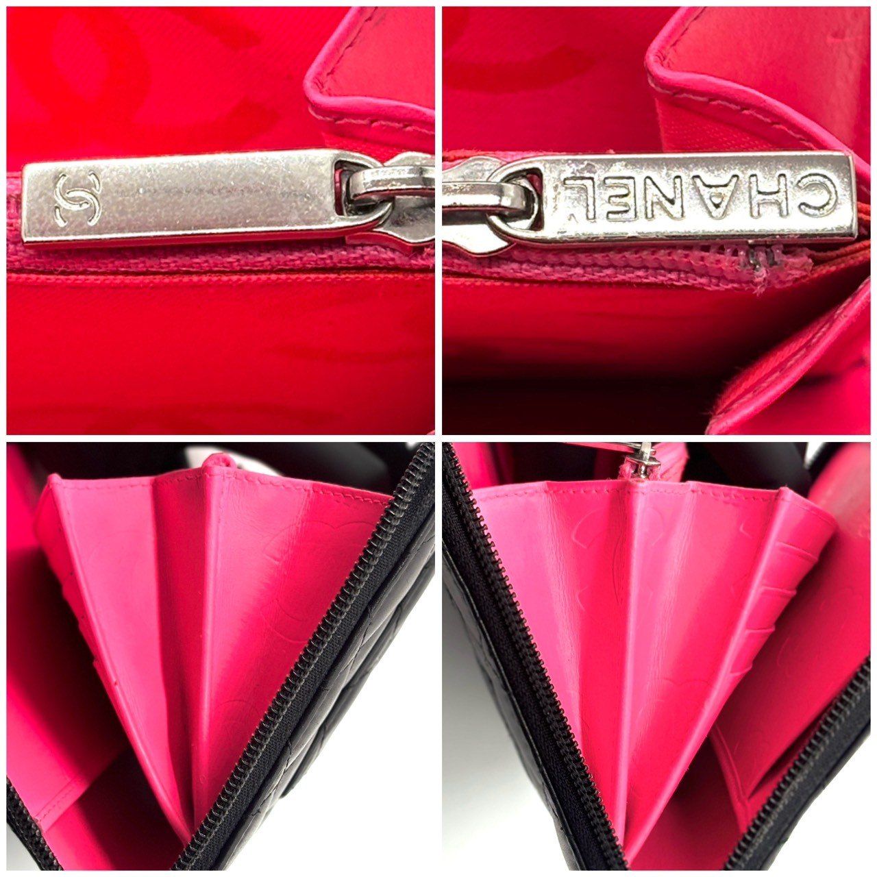 【シャネル✨長財布】カンボンライン オーガナイザー❤︎マトラッセ/ブラック×ピンク CHANEL シャネル カンボンライン 長財布 オーガナイザー ピンク
