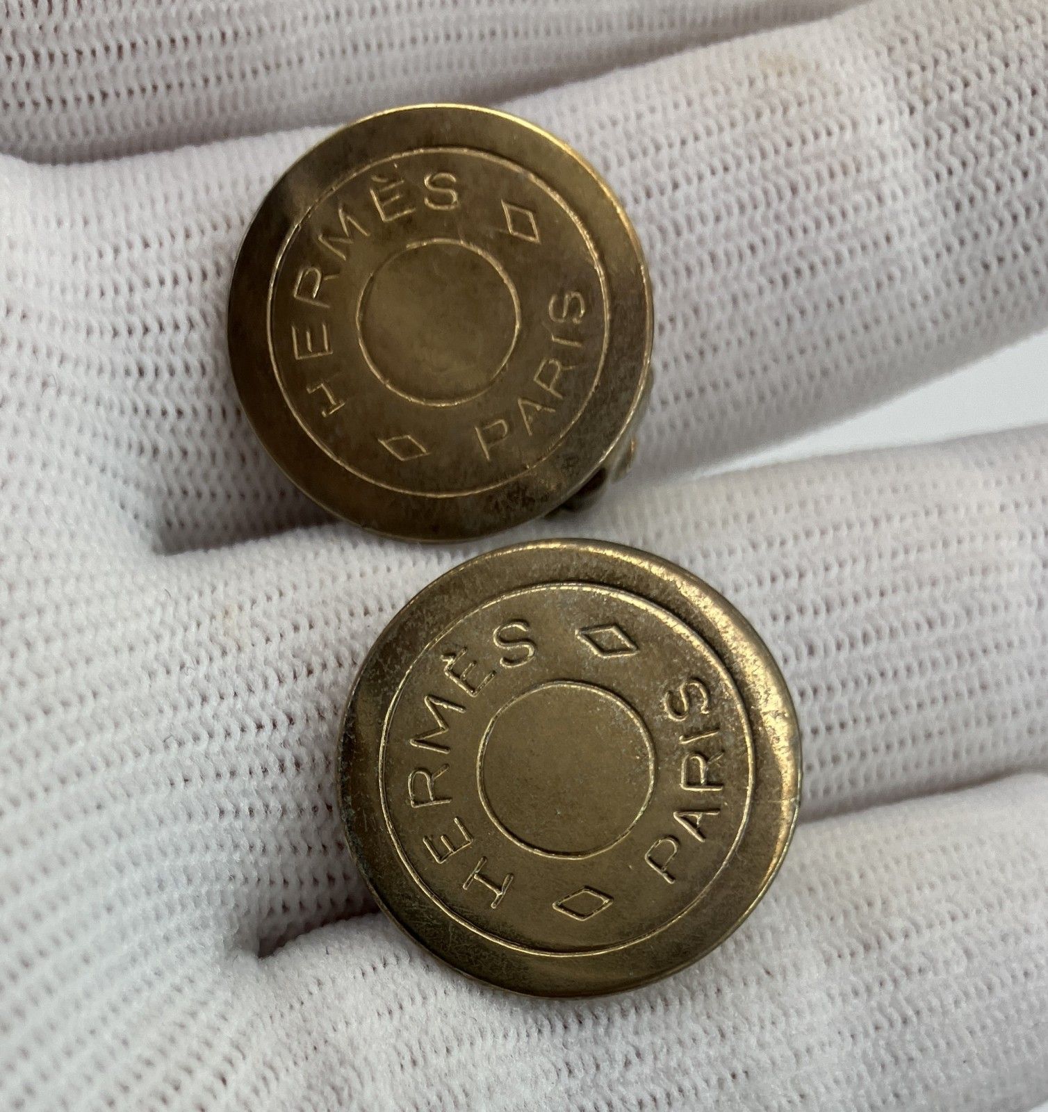 HERMES エルメス セリエ イヤリング ゴールド ロゴ 丸型 直径約2cm 