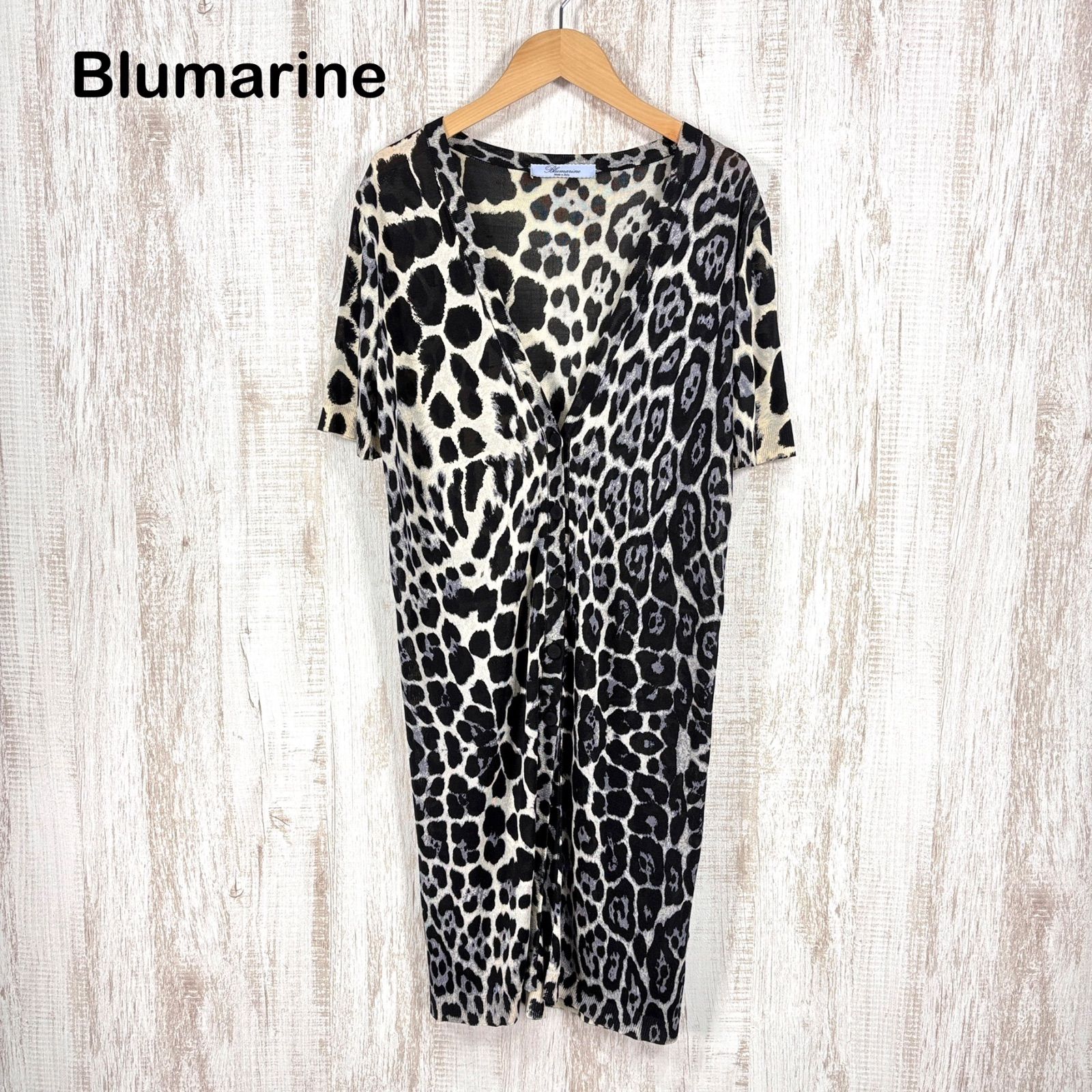 Blumarine ブルマリン　カーディガン　レース　リボン　アニマル柄　豹柄 Blumarine ブルマリン カーディガン長袖 レオパード柄 レース ビジュー