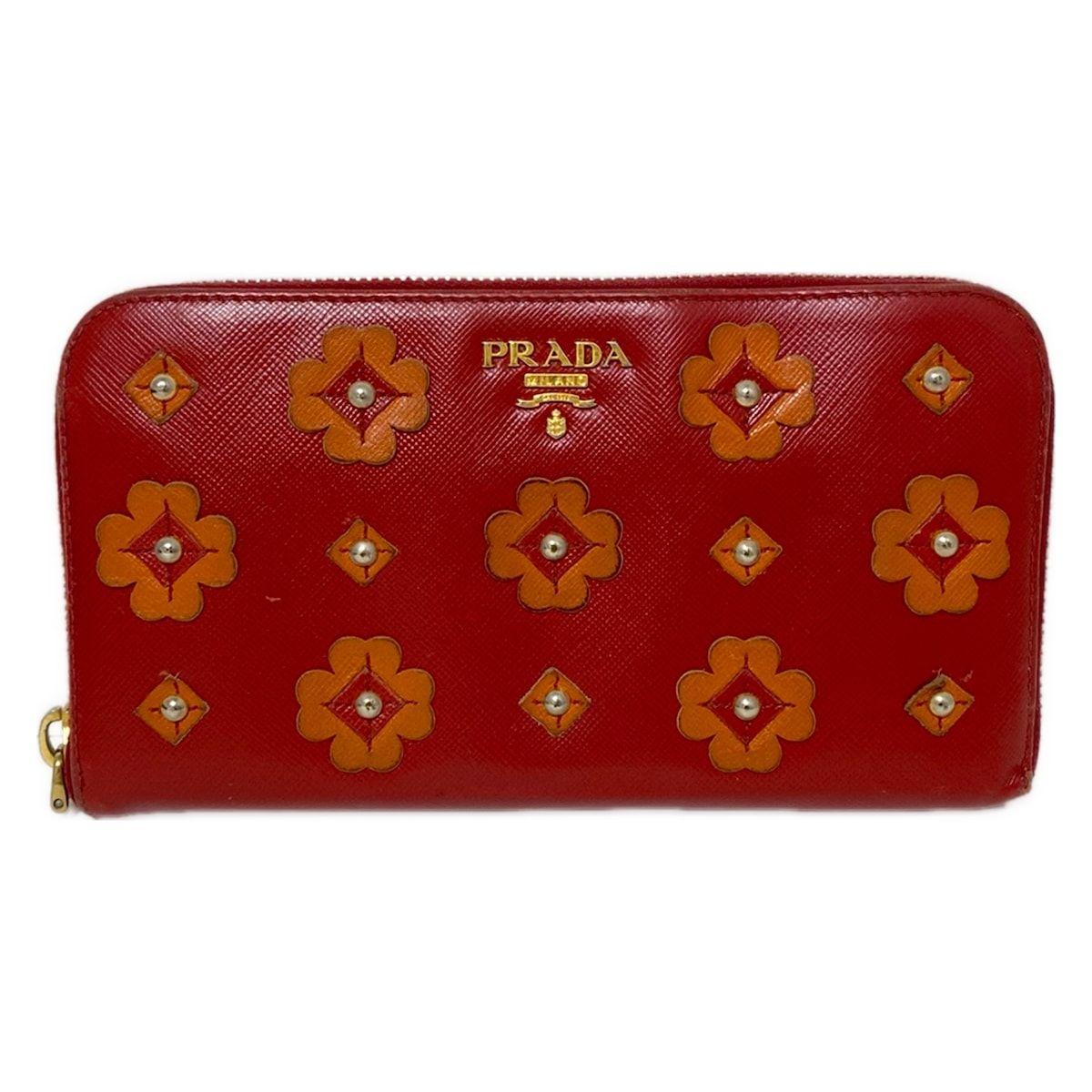 PRADA プラダ ラウンドファスナー レザー 長財布 フラワーデザイン 花柄 ディスカウント プラダ ラウンドファスナー長財布 サフィアーノ レザー
