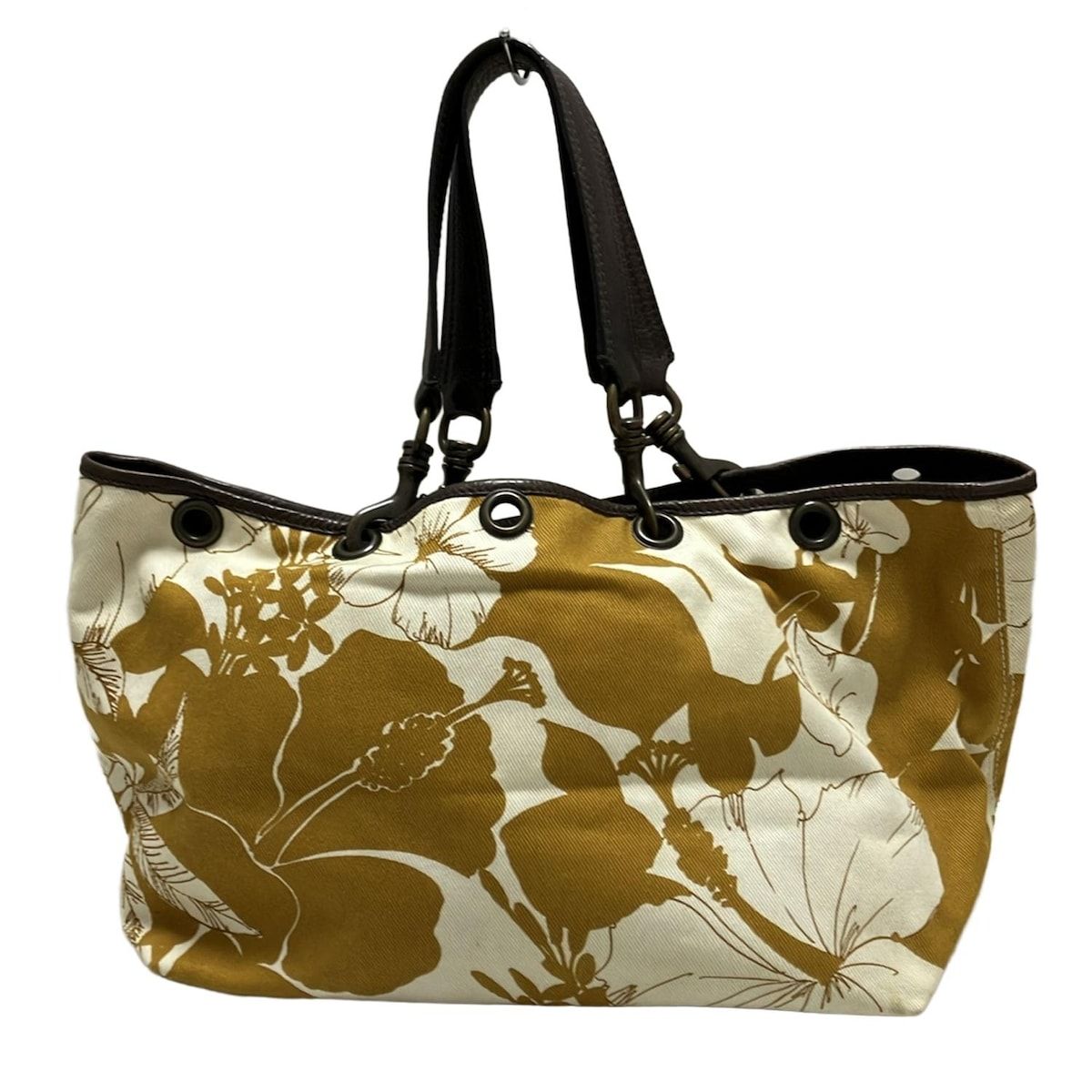 美品　ミュウミュウ　 スエード 花柄 miumiu(ミュウミュウ) トートバッグ - オレンジ×アイボリー×ダーク