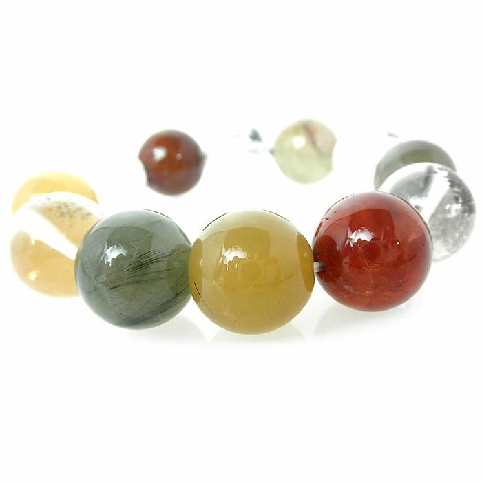 高品質　新入荷　ミックスルチルブレス超大玉約16.5㎜（新品未使用）金運虹あり 大玉の福禄寿ミックスルチルブレスレット【16mm珠／内径13～18cm選択可