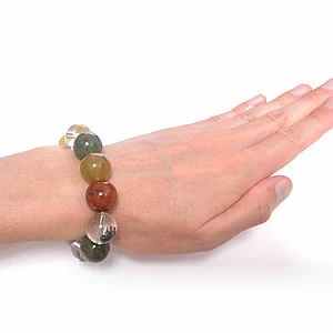 大玉の福禄寿ミックスルチルブレスレット【16mm珠／内径13～18cm選択可