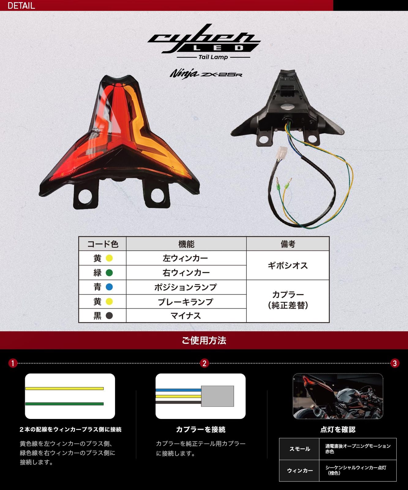 CyberLED(サイバーLED) ZX-25R kawasaki互換 ninja カワサキ対応