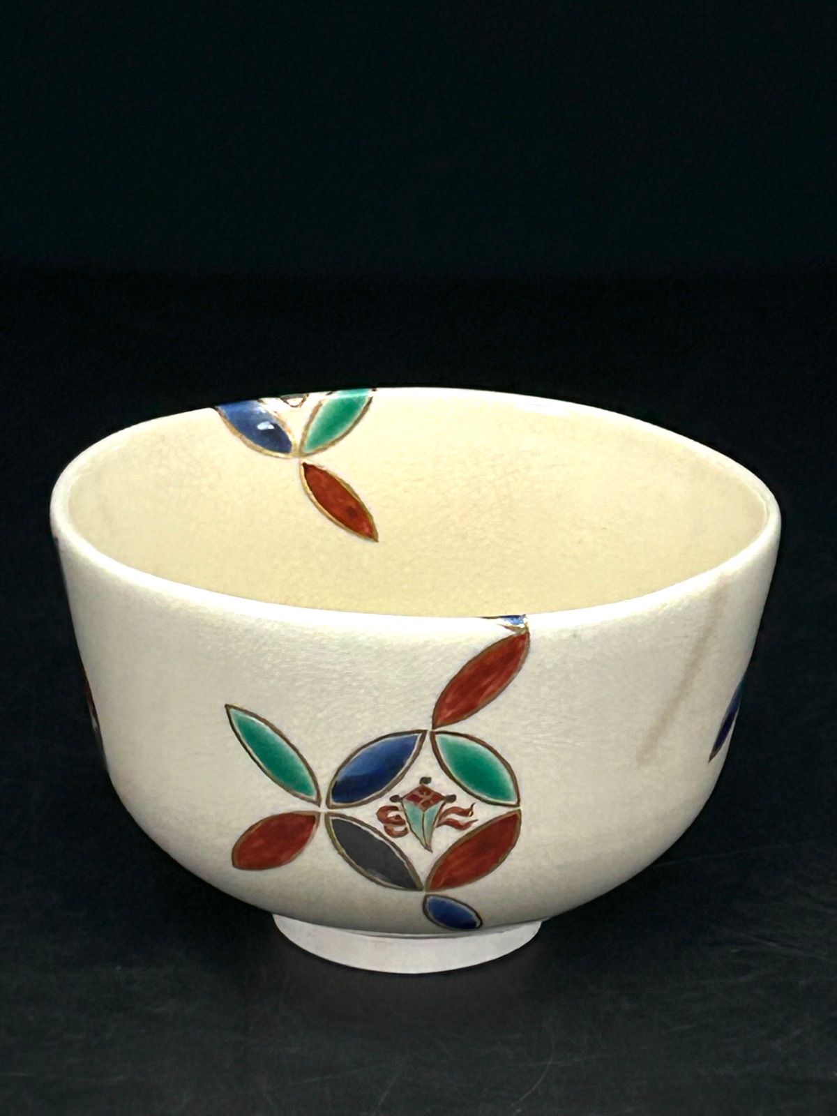 幽玄】永楽善五郎 妙全 淡々斎書付 仁清写茶碗 共箱 色絵 茶道具 茶碗