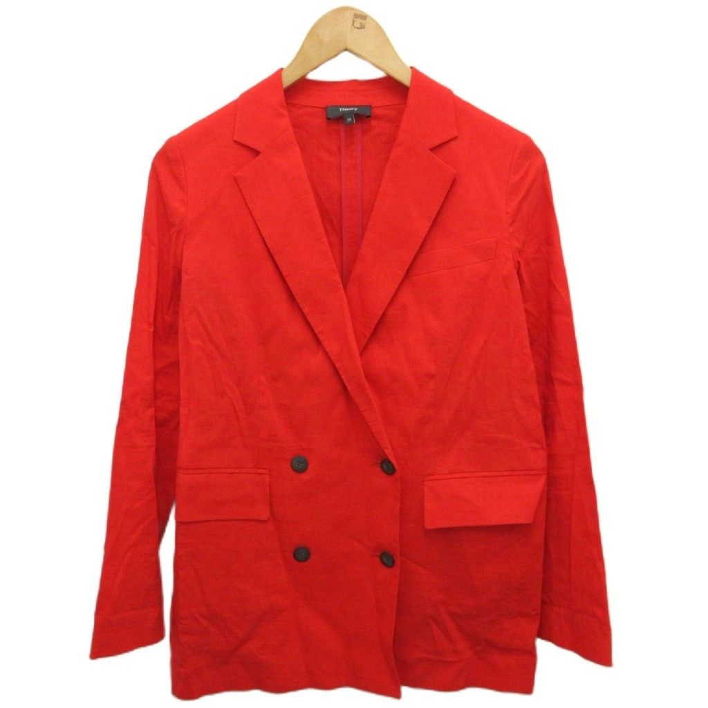 セオリー Theory 美品 テーラードジャケット ブレザー ダブル 2B 麻