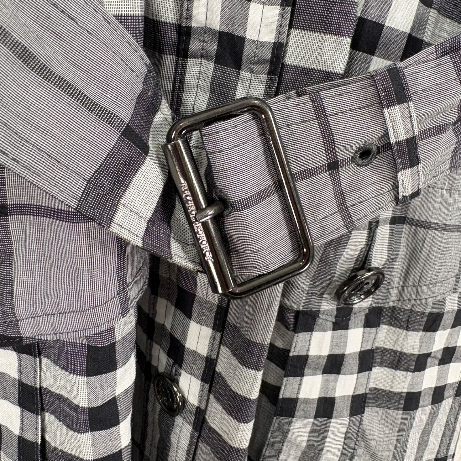 バーバリーロンドン シャツワンピース ノバチェック ベルト グレー 40 美品 BURBERRY LONDON バーバリーロンドン チェック ベルト付き 2way