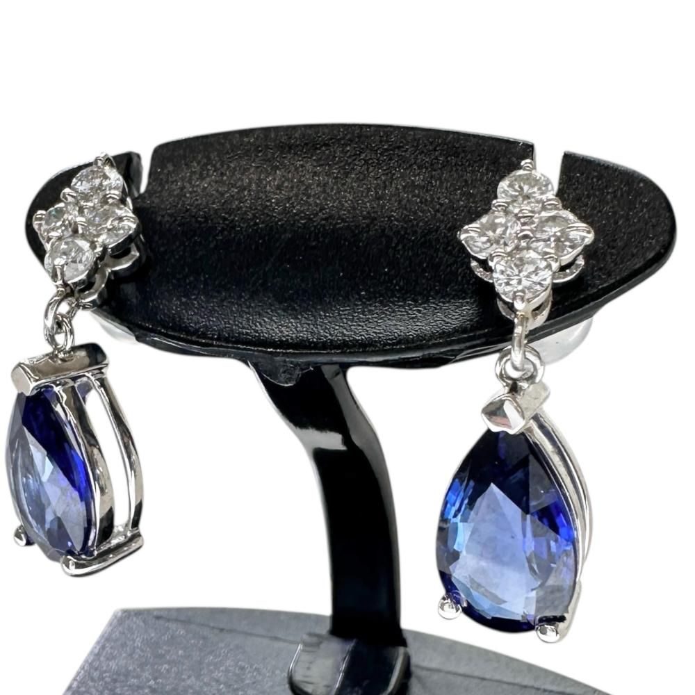 サファイア 1.52/1.23ct ダイヤモンド 0.16/0.17ct ピアス Pt900