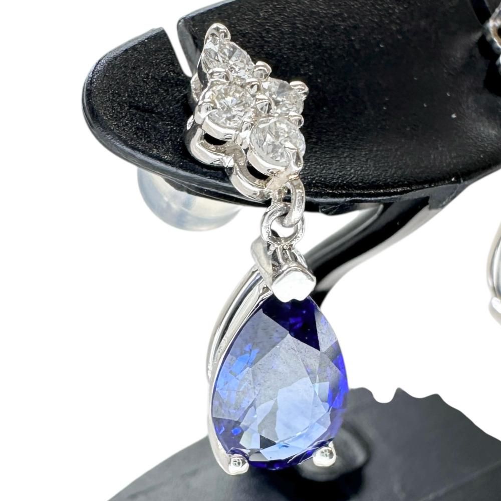サファイア 1.52/1.23ct ダイヤモンド 0.16/0.17ct ピアス Pt900