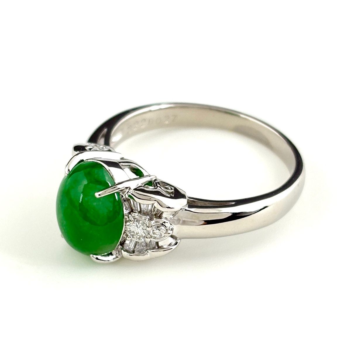 翡翠 デザインリング プラチナ 指輪 メレダイヤ リング 18号 Pt900