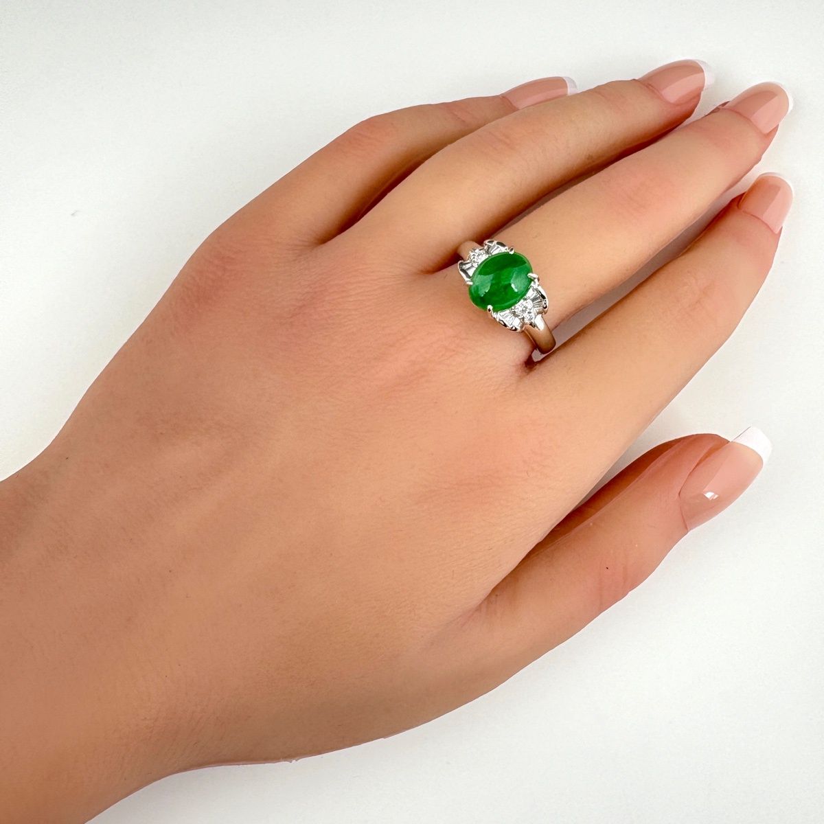 俺のmerukari　翡翠　ダイヤ　プラチナ　リング 翡翠 デザインリング プラチナ 指輪 メレダイヤ リング 18号 Pt900