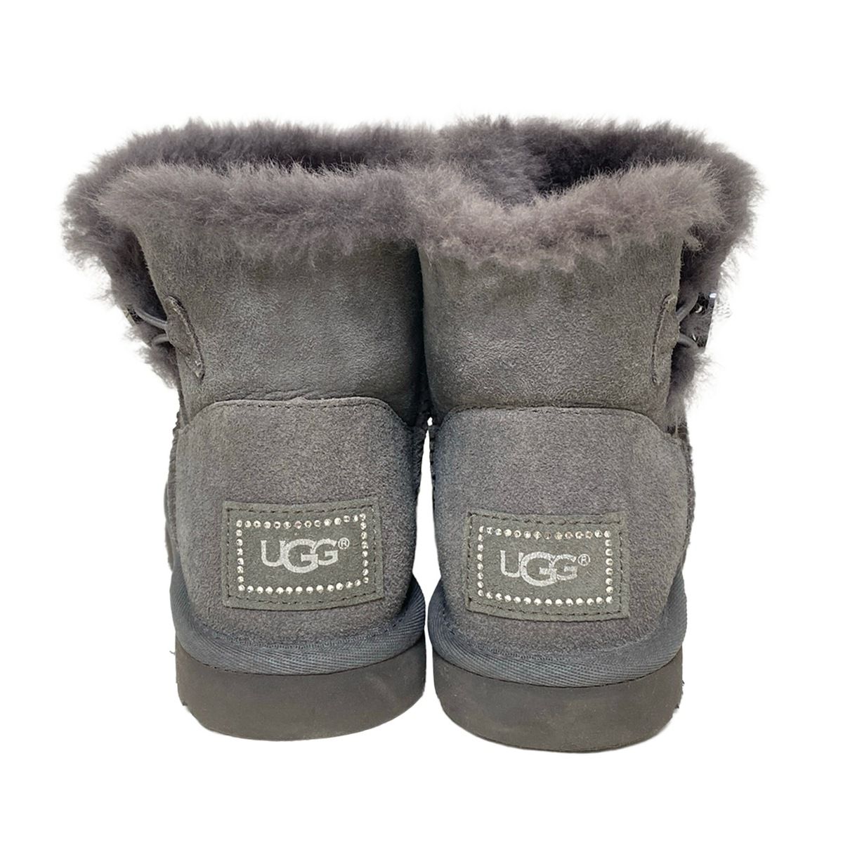 UGG アグ ベイリーボタン ムートンブーツ グレー スワロフスキー UGG ベイリーボタン ショートムートンブーツ スワロフスキー 25cm