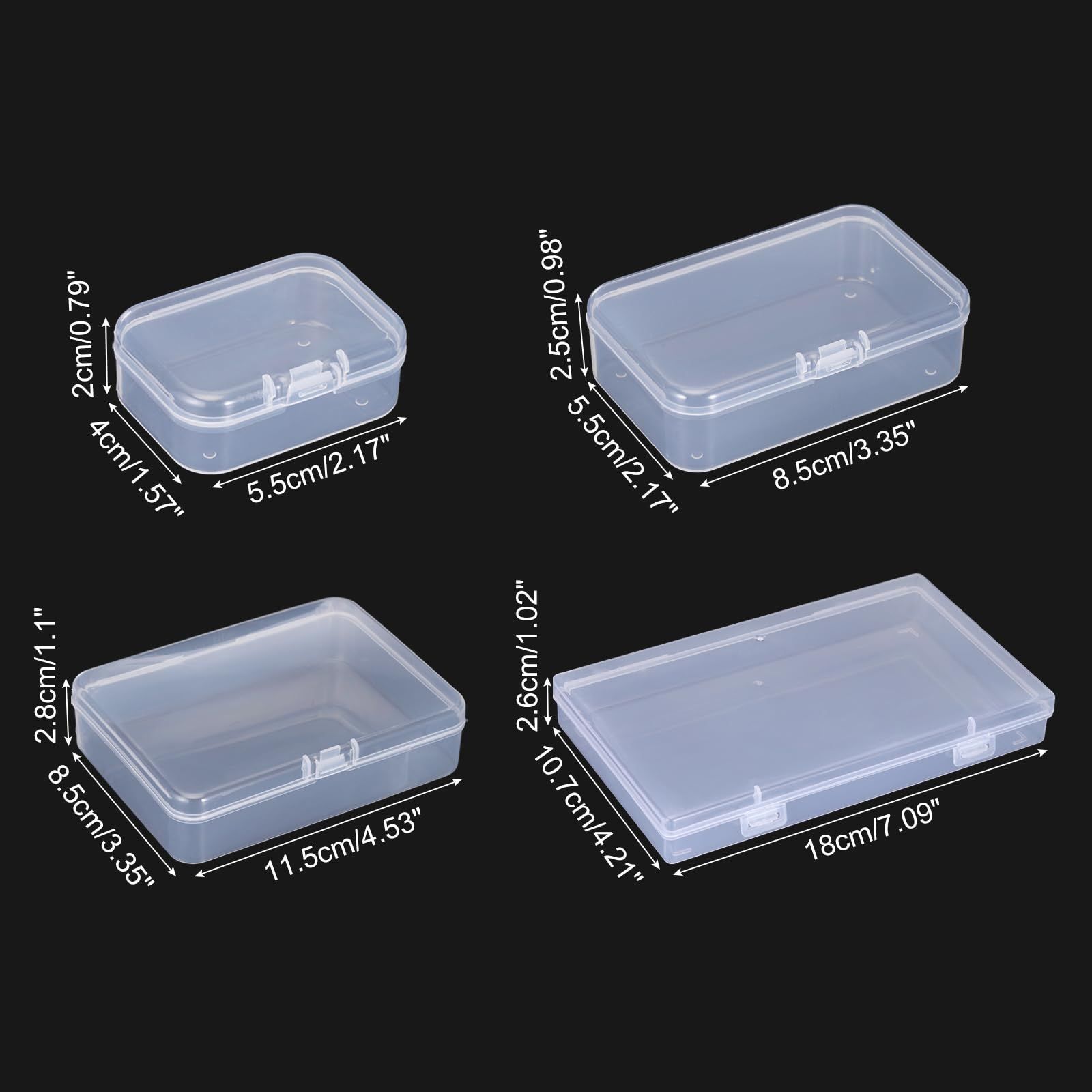 【人気商品】PATIKIL ヒンジ付き蓋 付いたミックスサイズ クリア収納ボックス 12個パック プラスチック製スタック可能な長方形オーガナイザーコンテナ ビーズ 宝石 小物 アートク ラフトプロ