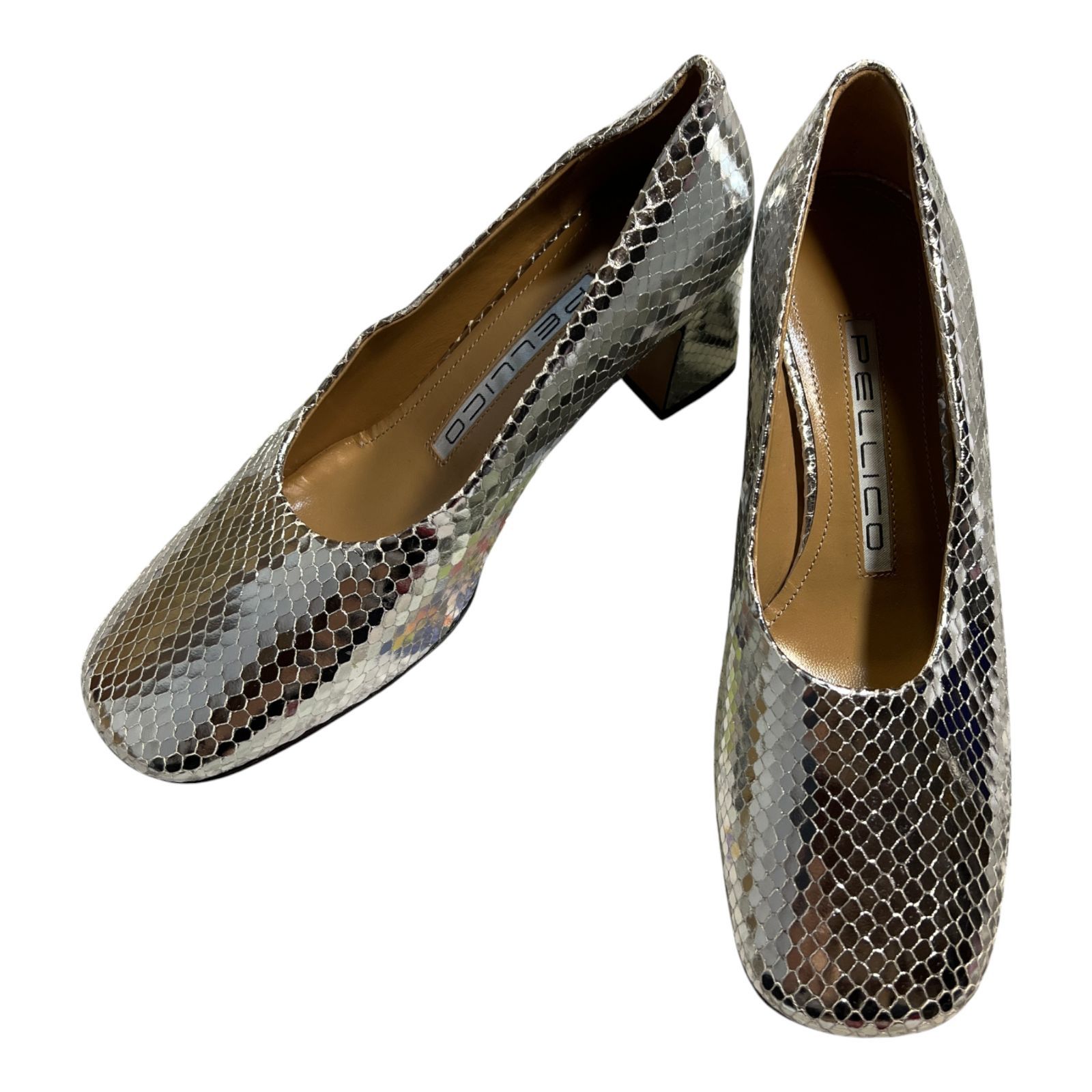未使用】 PELLICO ペリーコ ハイヒール パイソン スクエア トゥ