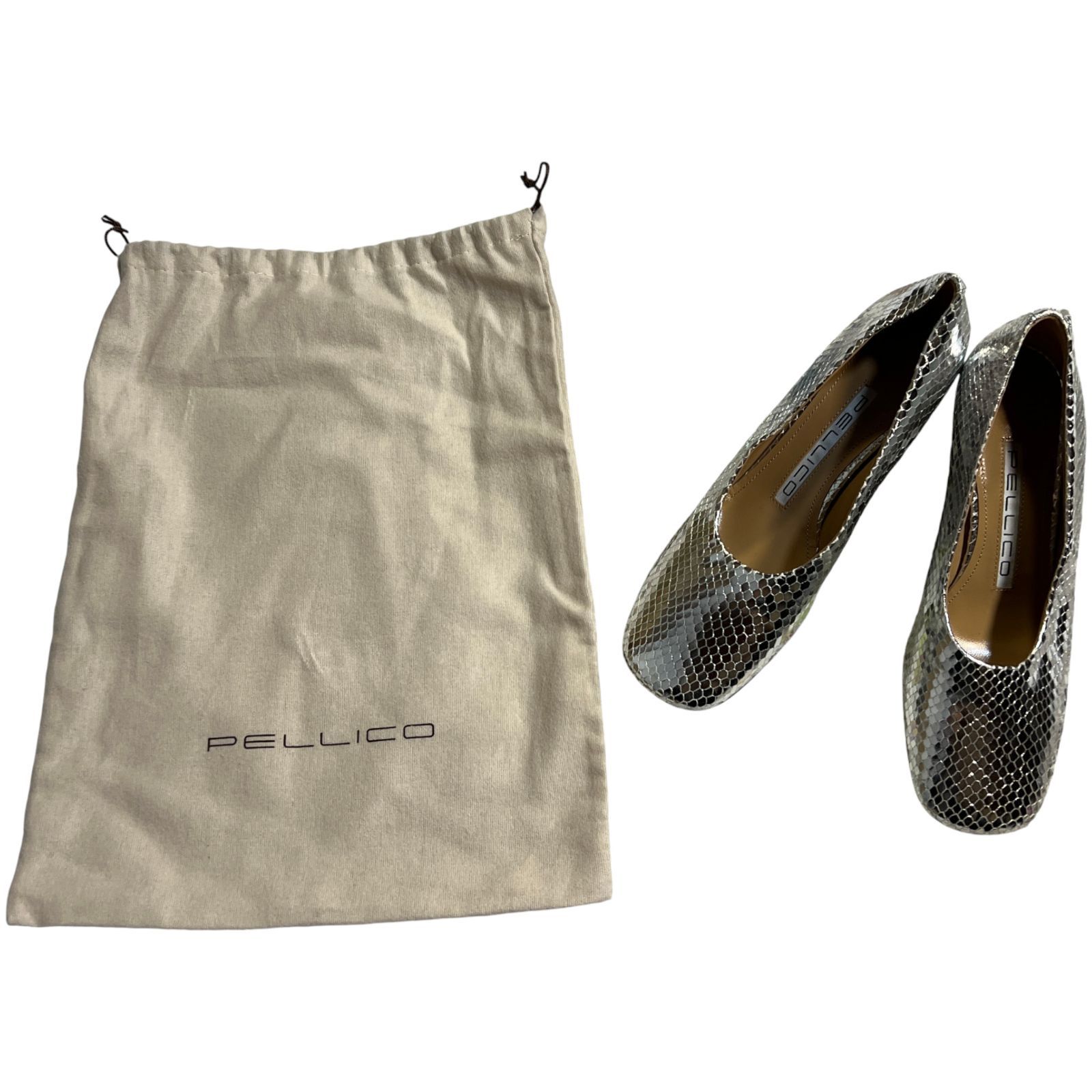 未使用】 PELLICO ペリーコ ハイヒール パイソン スクエア トゥ
