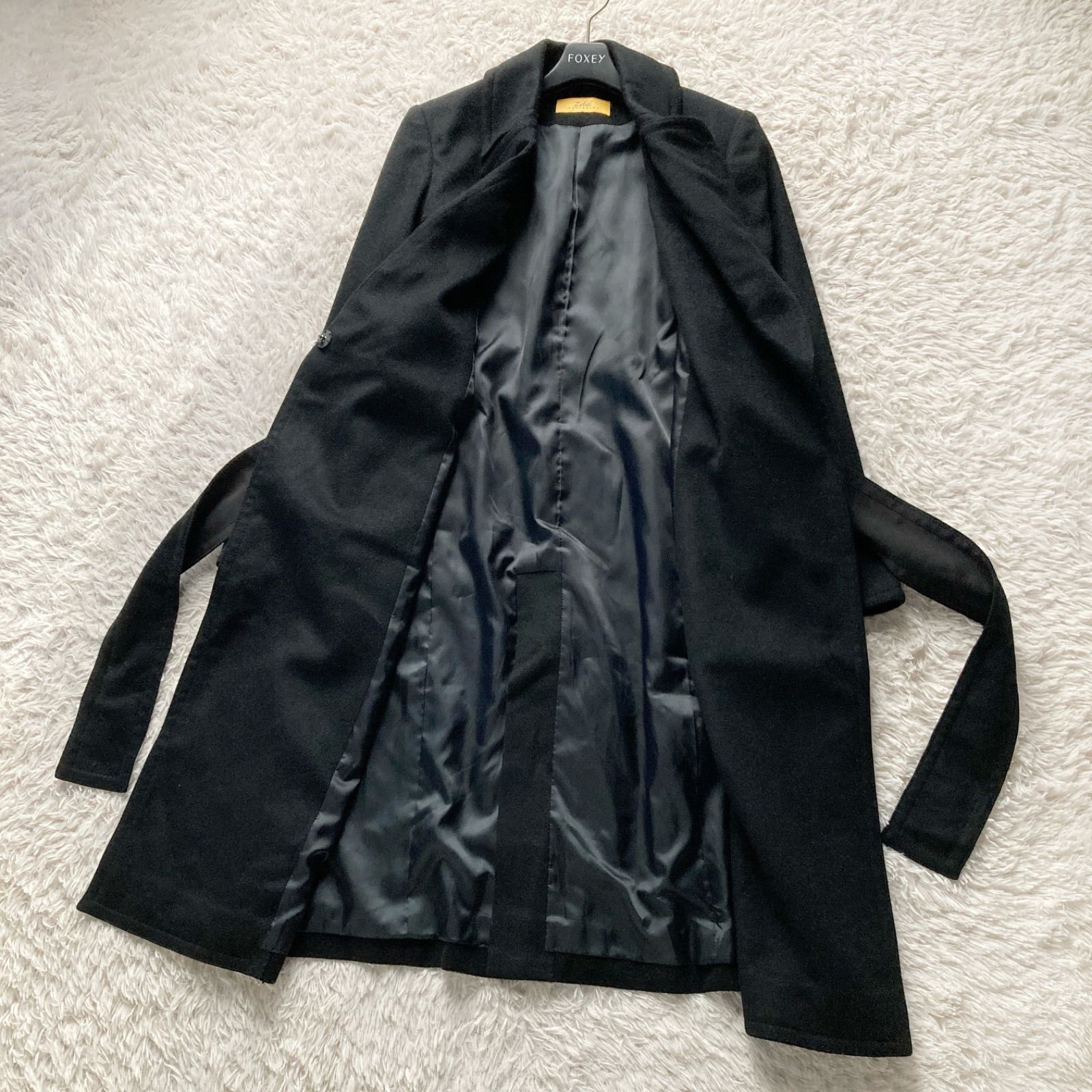 美品 Zelal 元町ゼラール カシミヤ100% ロングコート ベルテッドコート