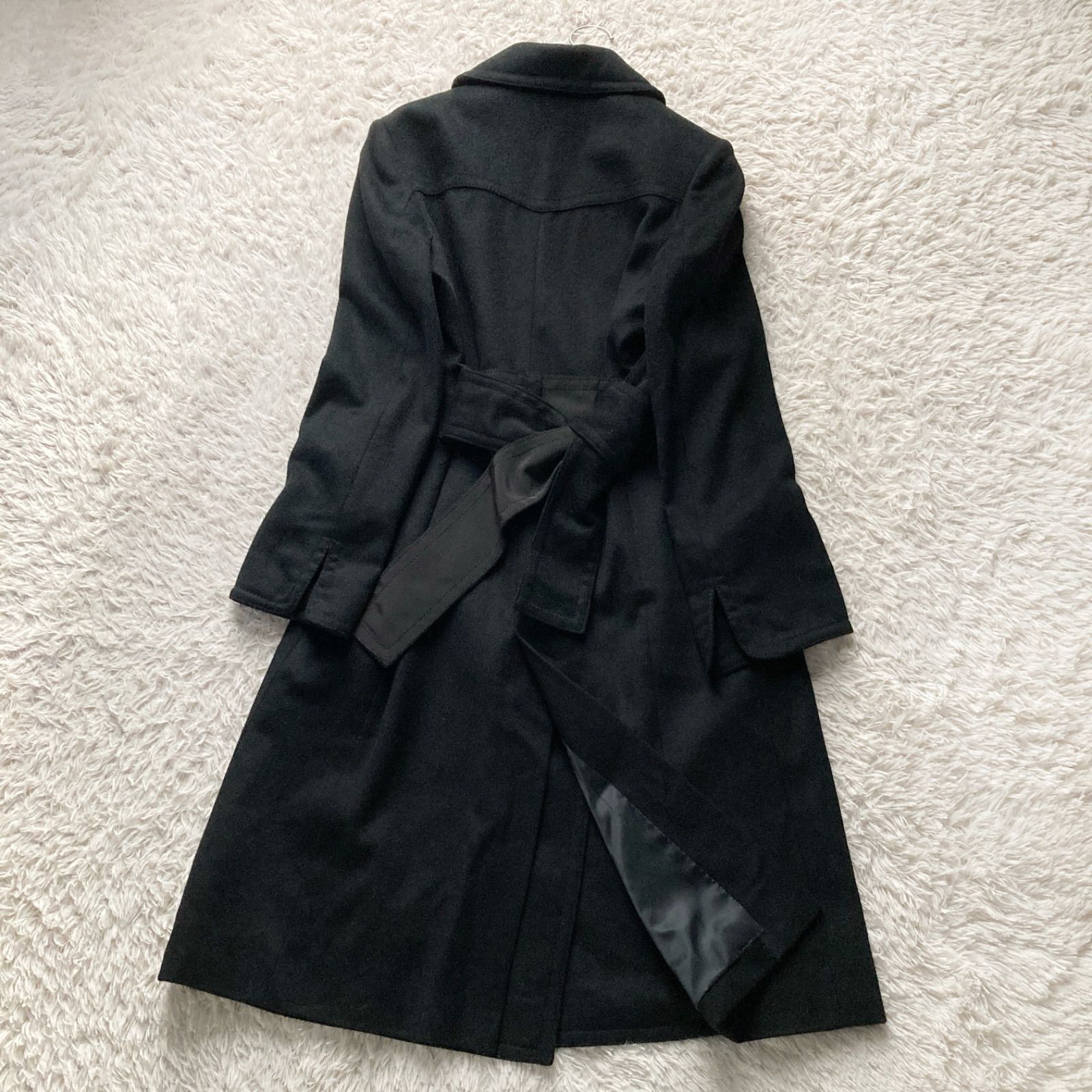 【新品未使用・タグ付】元町ゼラール　カシミヤ100%　ベルテッドコート 濃紺 新品未使用・タグ付】元町ゼラール カシミヤ100% ベルテッドコート