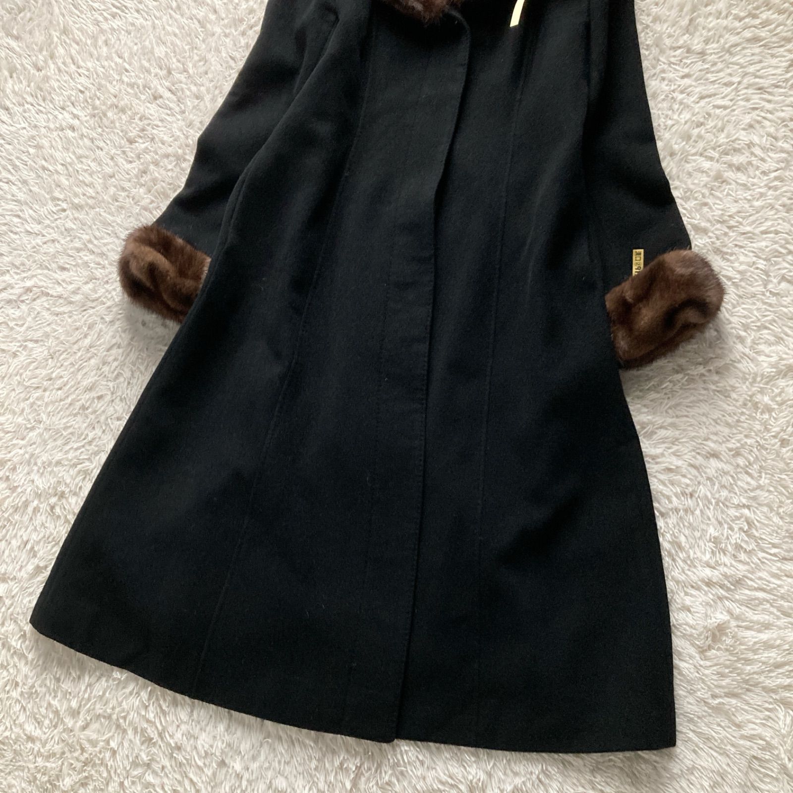 美品 レリアン Leilian カシミヤ100% ミンクファー ロングコート 冠婚