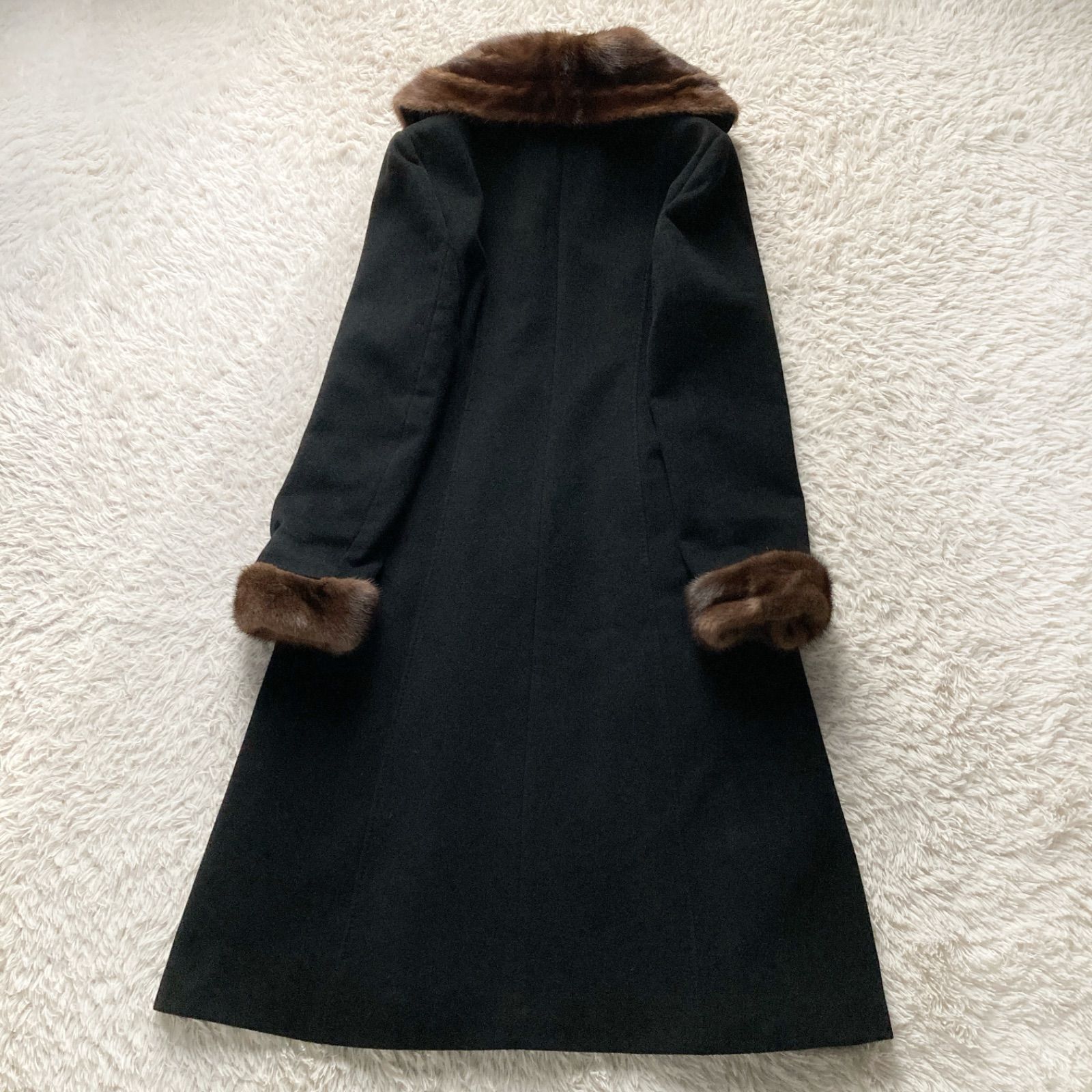 美品 レリアン Leilian カシミヤ100% ミンクファー ロングコート 冠婚