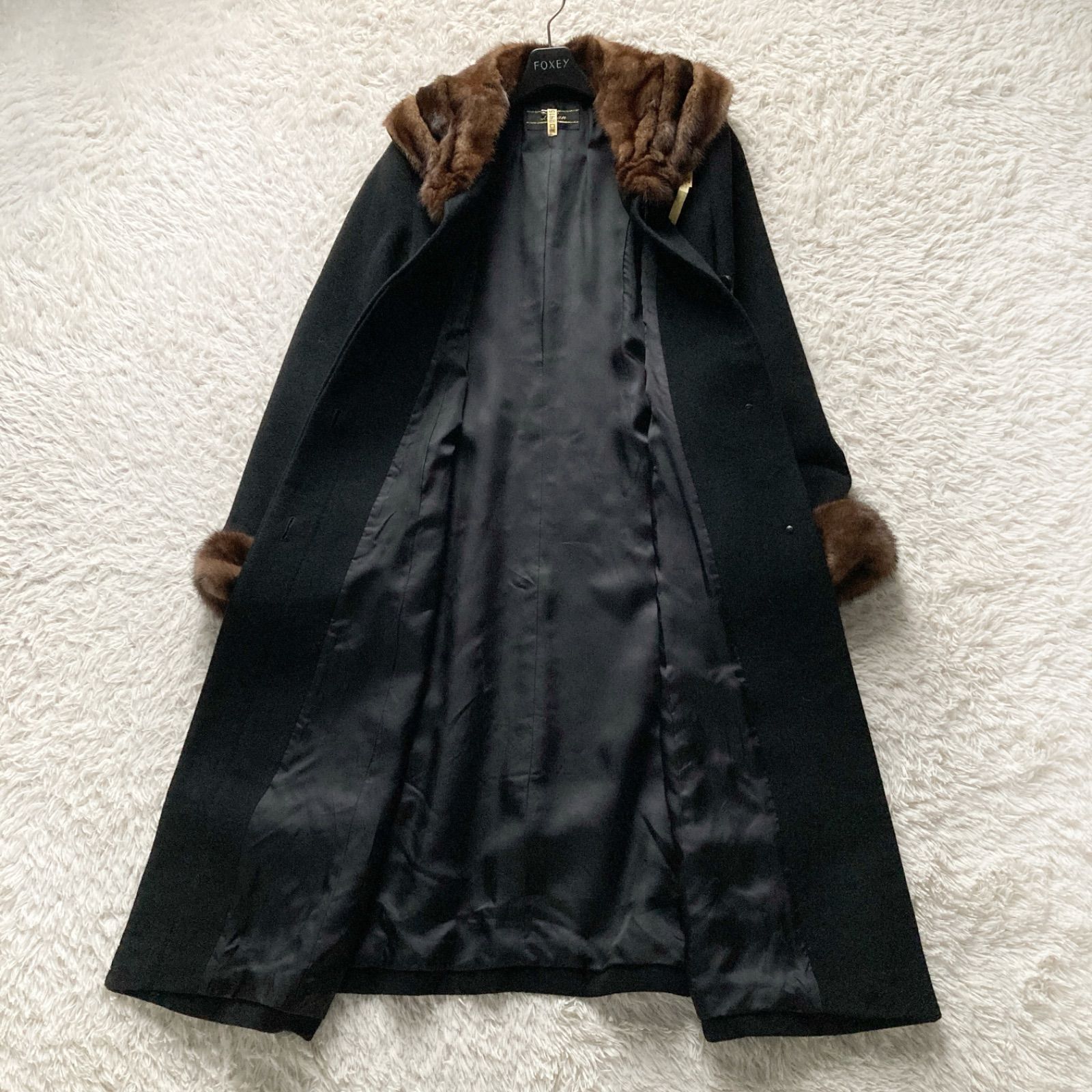 美品 レリアン Leilian カシミヤ100% ミンクファー ロングコート 冠婚