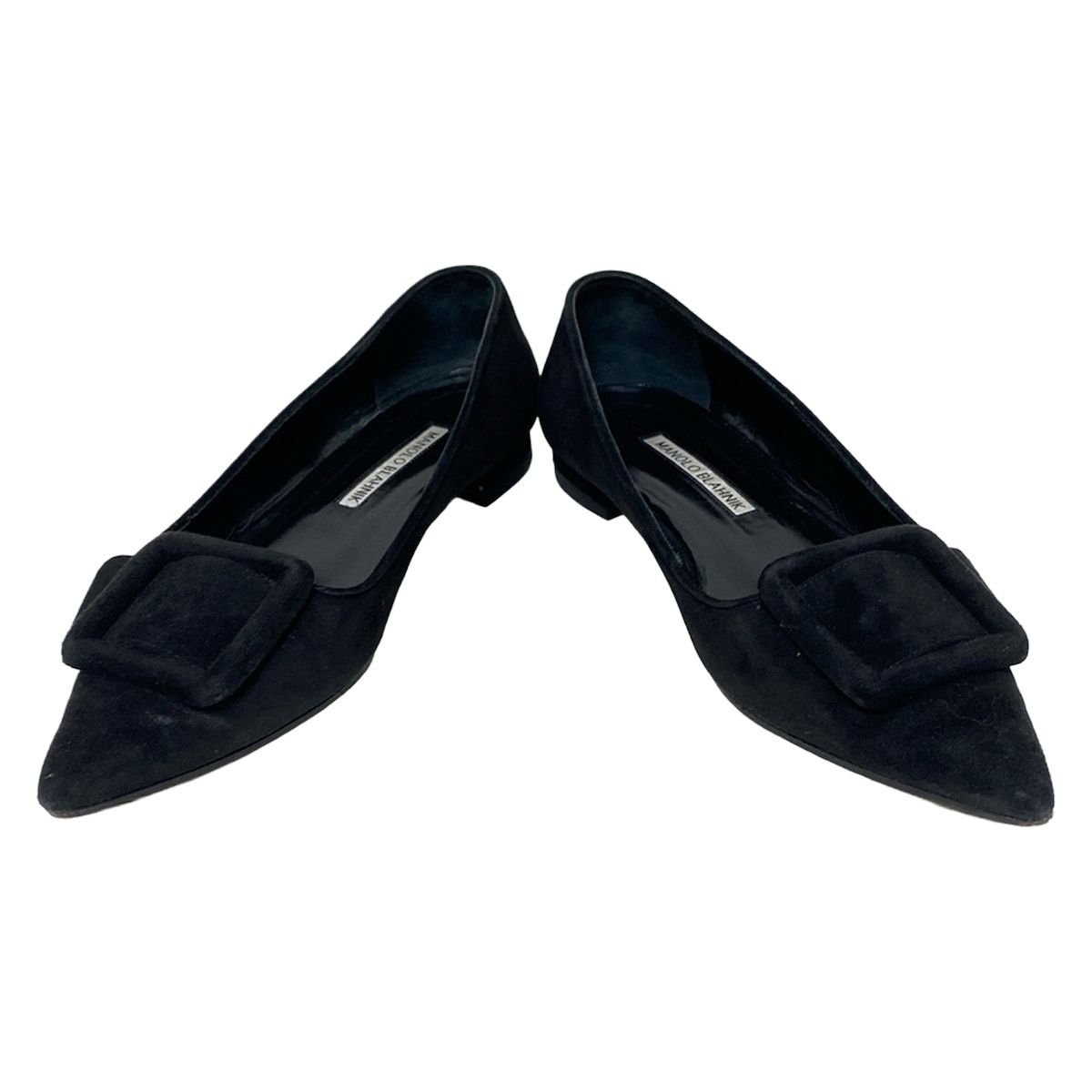 MANOLO BLAHNIK ブラックフラットシューズ MANOLO BLAHNIK フラットシューズ ブラック 38 - 靴オンライン 通販