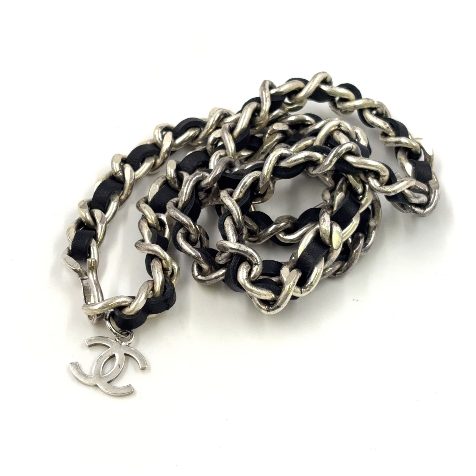 CHANEL　 チェーンベルト ブラック✕シルバー　ココマ―ク　ヴィンテ―ジ CHANEL チェーンベルト ブラック✕シルバー ココマ―ク ヴィンテ―ジ