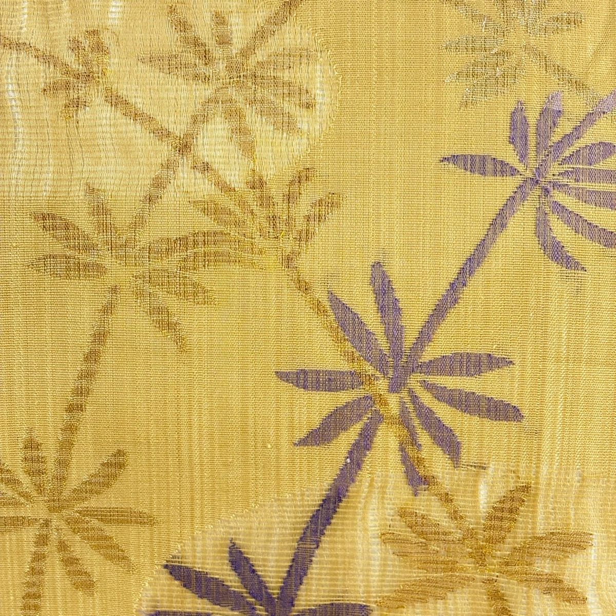 名古屋帯 優品 夏帯 草花 金糸 山吹茶色 正絹 【中古】 - メルカリ