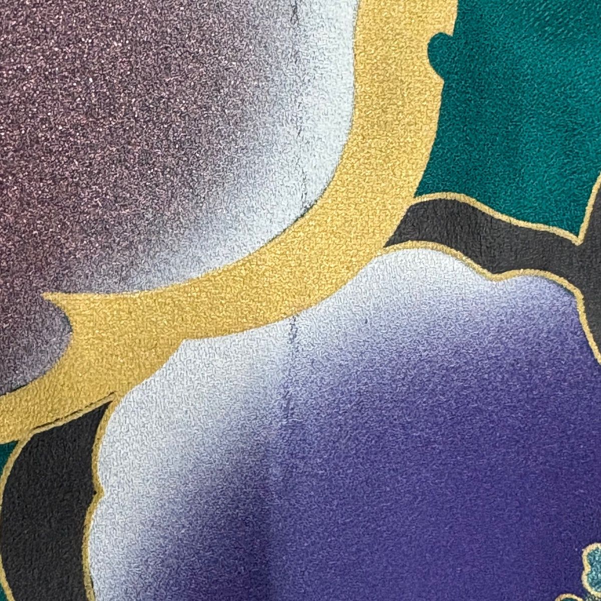 振袖 身丈163cm 裄丈67cm M 袷 草花 流水 金彩 染め分け 緑 正絹 秀品