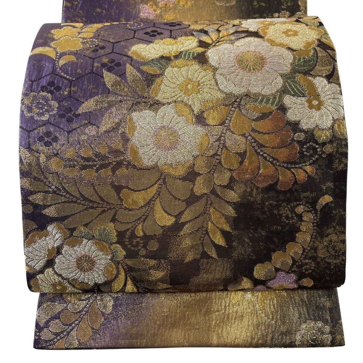 A 亀甲に花々模様 金銀糸 正絹 六通 袋帯 フォーマル O29 A 亀甲に花々模様 金銀糸 正絹 六通 袋帯 フォーマル O29 平和屋着物