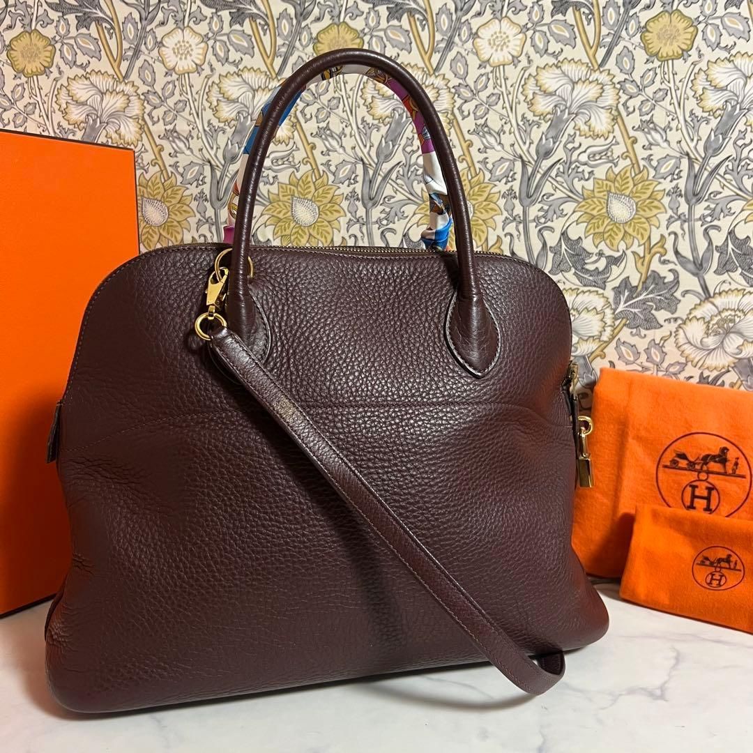 極美品 HERMES【エルメス】ボリード 35 ハンドバッグ ブラウン □F刻印 極美品 HERMES【エルメス】ボリード35 ハンドバッグ ブラウン □F刻印