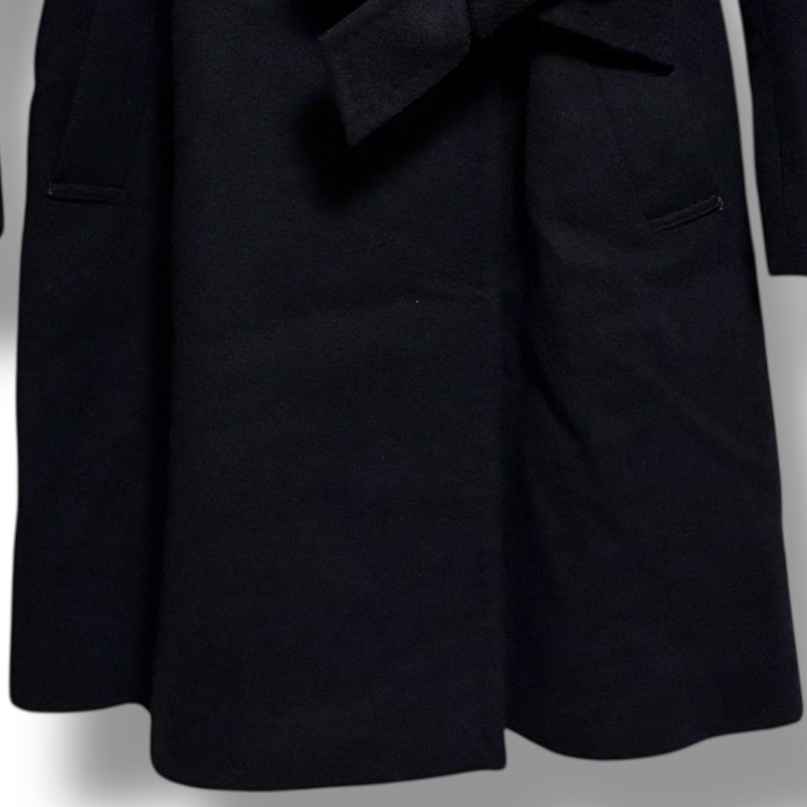 BOSCH B ability ブラック リボンベルト付きロングコート 羊毛80