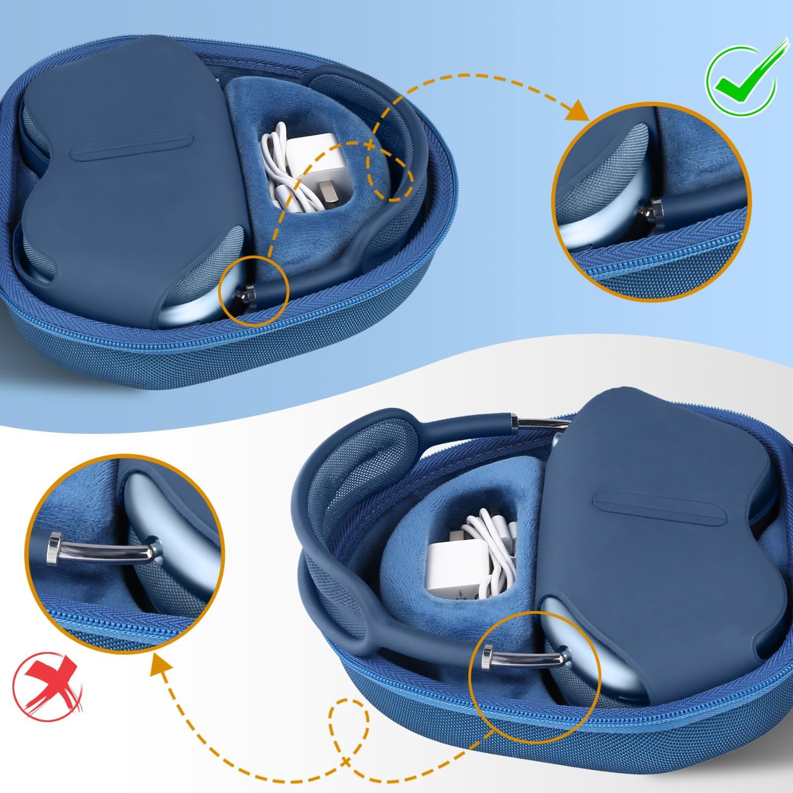 AirPods Max ブルー ケース付き 人気商品】AirPods Max Apple アップル 専用収納ケース，ネービー