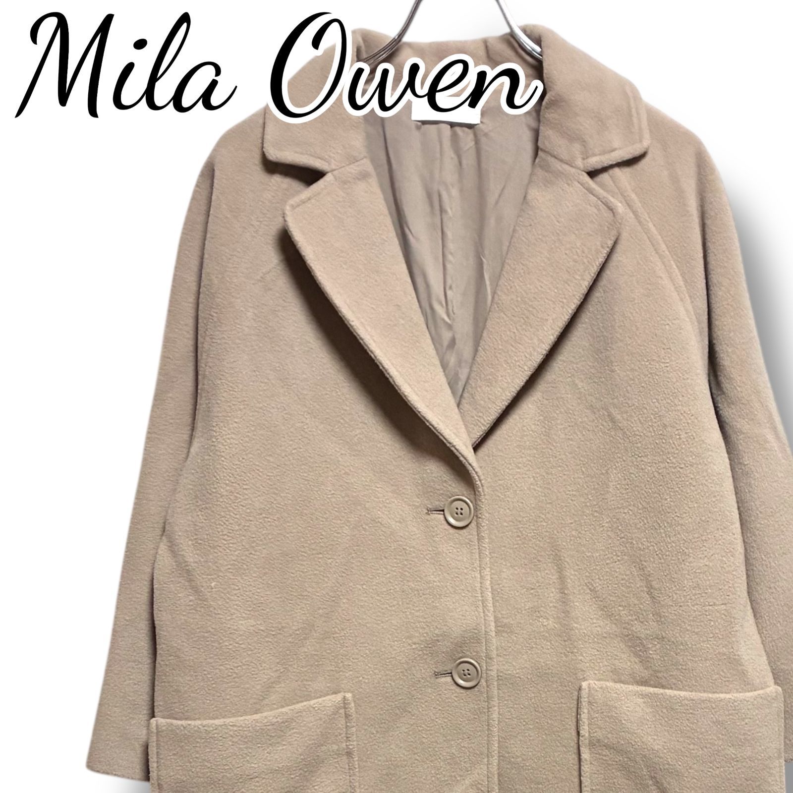Mila Owen ベージュ チェスターコート ポリ68%ウール32% 裏地ポリ80%綿