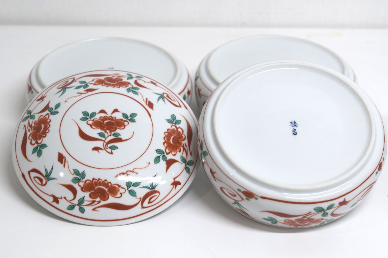 橘吉 たち吉 陶器重箱 赤絵 三段重 丸重箱 おせち料理 - メルカリ