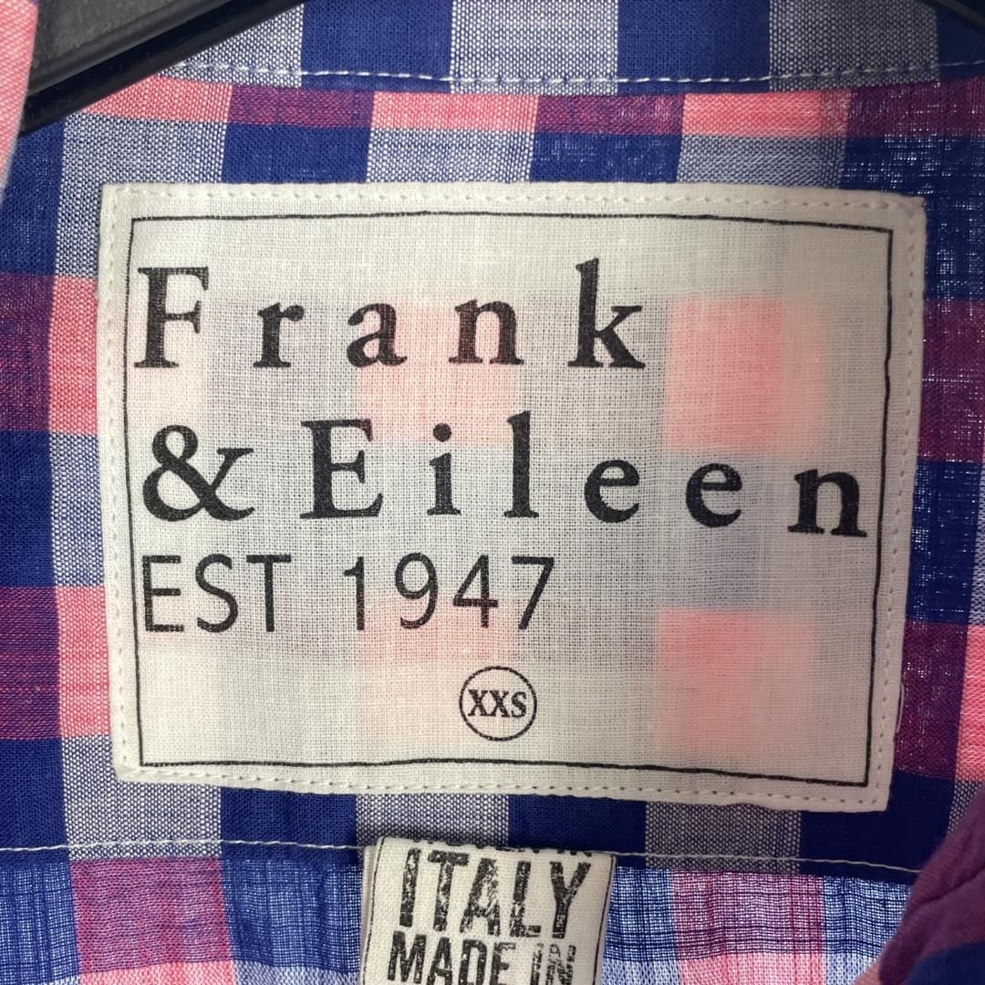 美品】 Frank＆Eileen 長袖スキッパーシャツ XXS 青ピンクチェック 