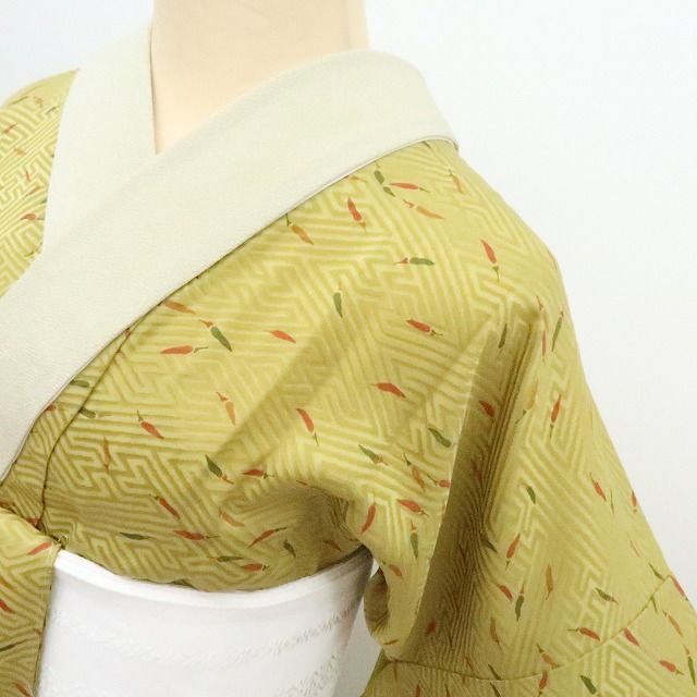 百華❀Y4441◇美品未着用 単衣 正絹 袖無双 仕付け糸・半襟・居敷当て