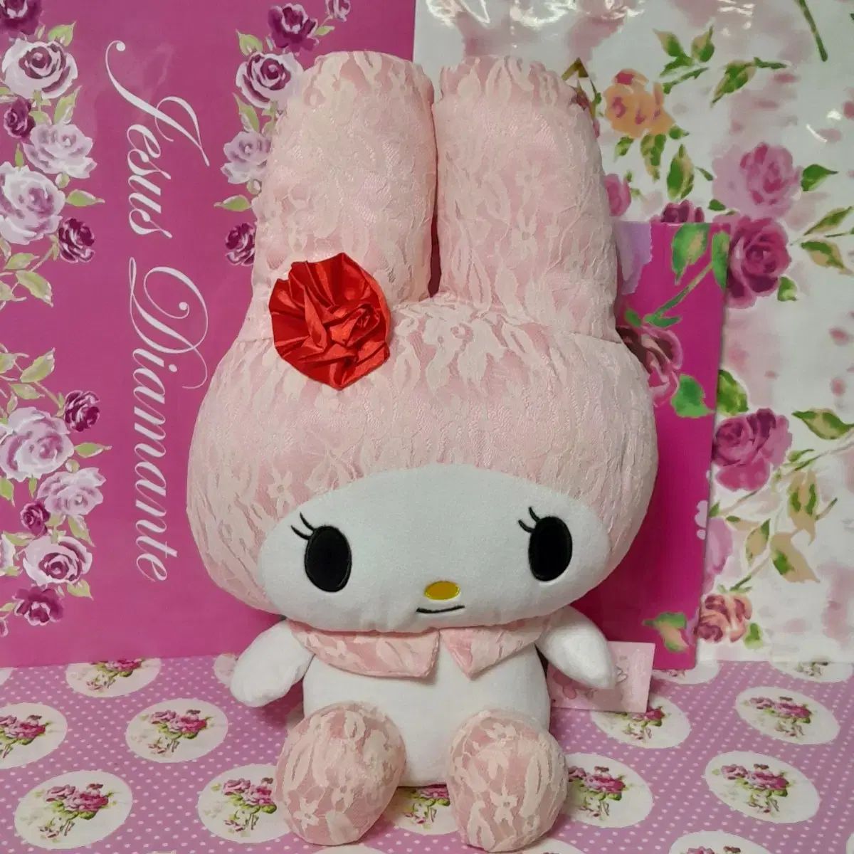 クラシック 2014 Sanrio(サンリオ) My Melody(マイメロディ) レッドローズ 白レース ぬいぐるみ 大型