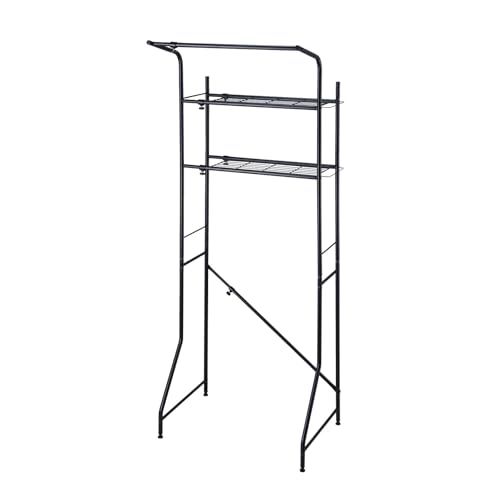 迅速に発送 Belca ベルカ ランドリー収納 ランドリーラック 棚2段 幅伸縮タイプ ハンガーバー付き 幅61 93 奥行54 8 高さ182 cm マットブラック タオル掛け付き 洗濯機ラック アジャスター付き DI LRHBK ee 627600