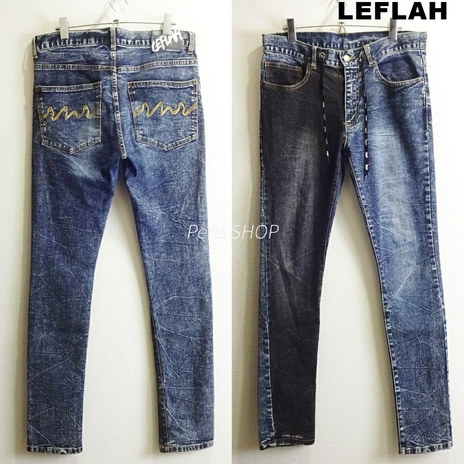 LEFLAH レフラー ツートン スリムスキニーデニム メンズ L 相当 