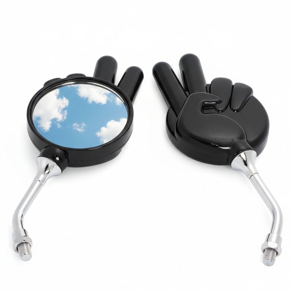 calm wish バイク ミラー ジャンケン ピース サイン ブラック 左右