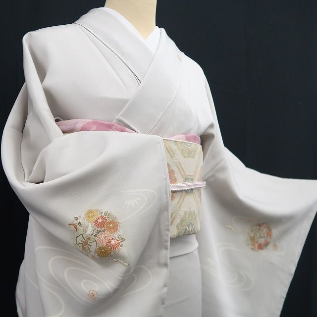 ❁tomihisa❁新品 やまと誂製 金駒刺繍 雪輪 着物 正絹 仕付け糸付