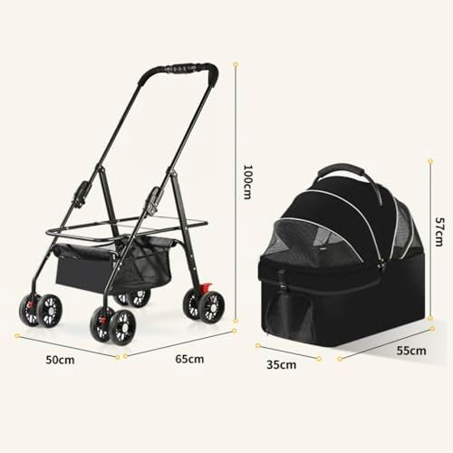 4輪ペットカート分離型ドッグカート メッシュ通気性 折りたたみ式 収納バスケット付き コンパクト 犬 猫用バギー 耐荷重25 kg 猫 小型犬多頭 中型犬 飛び出し防止 カート用バッグ付き 老犬介護用 お出かけ 散歩 前輪360°回 4609 af 38