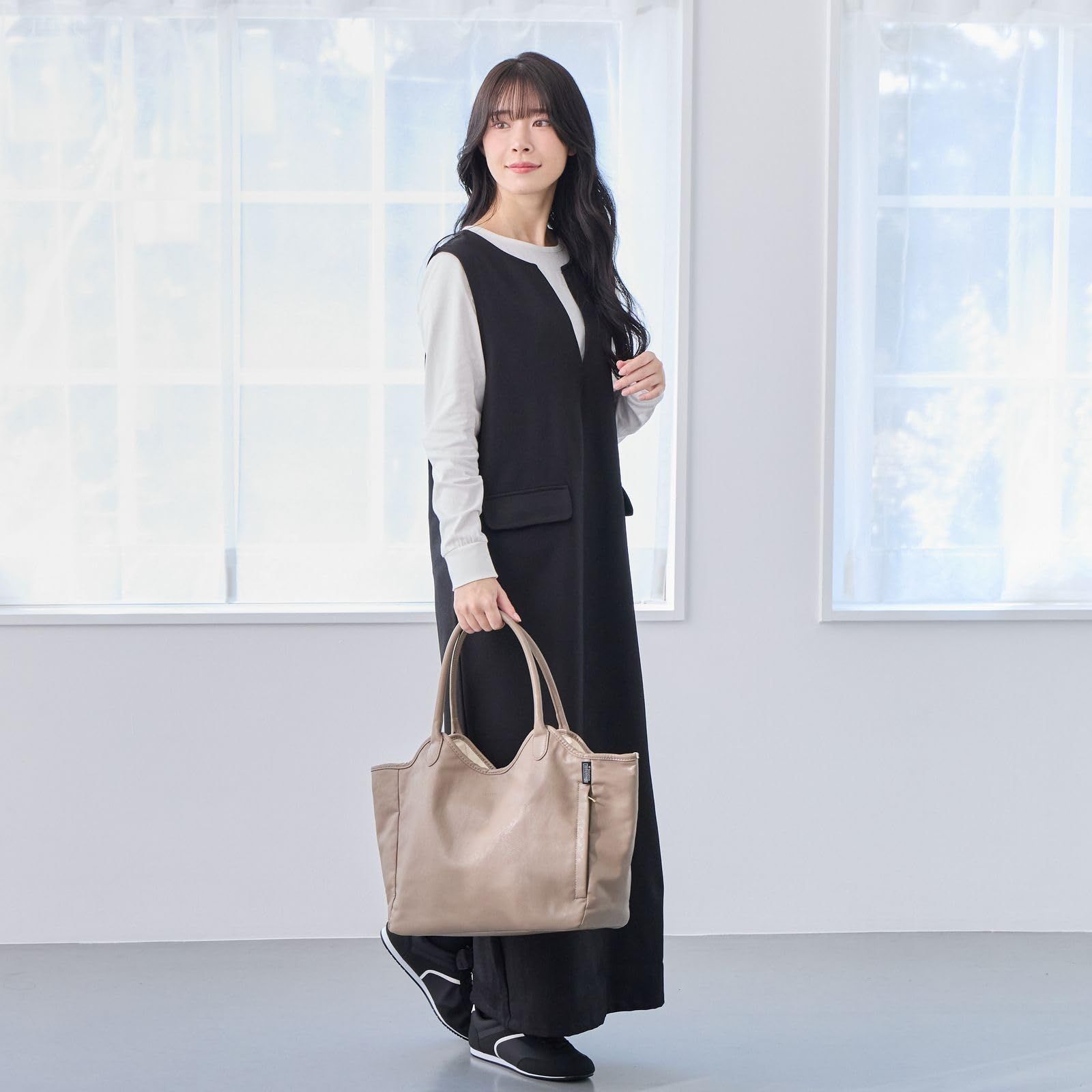 レディース A 4 ヨコ型 肩掛け トートバッグ 合成皮革 SC ハビチェル ルートート シームリー-A 3638