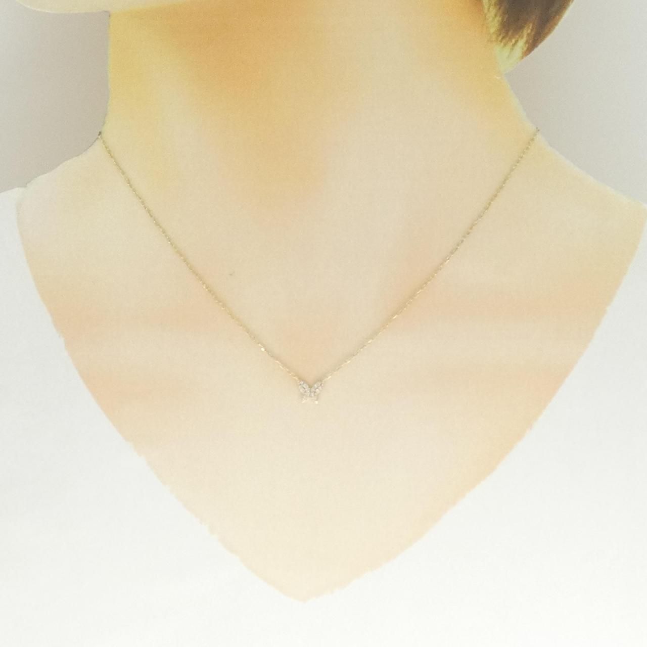 K10YG バタフライ ダイヤモンド ネックレス 0.09CT - メルカリ