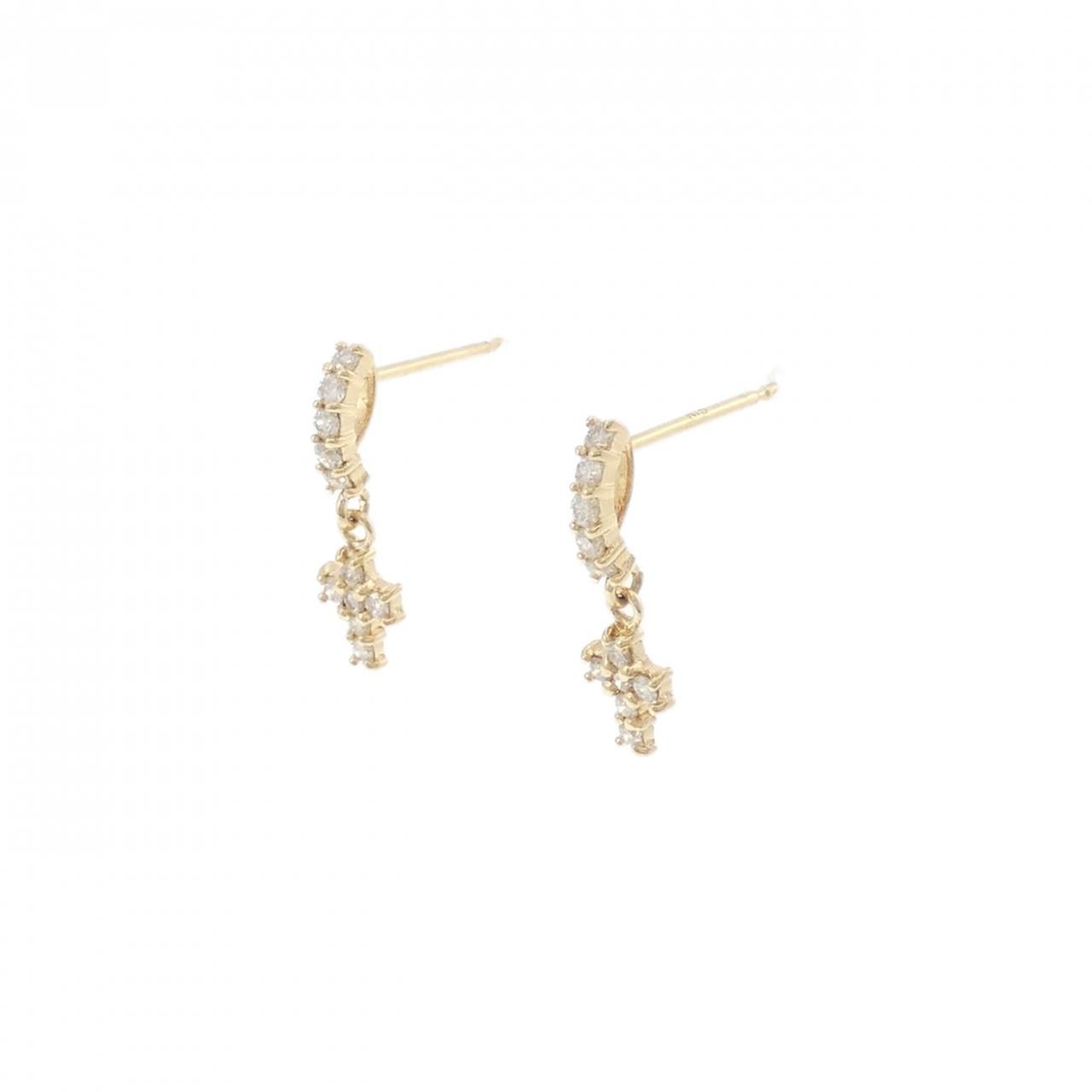 K18YG クロス ダイヤモンド ピアス 0.20CT 【公式通販】